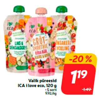 Allahindlus - Valik püreesid ICA i love eco, 120 g