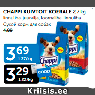 Allahindlus - CHAPPI KUIVTOIT KOERALE 2,7 kg