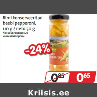 Allahindlus - Rimi konserveeritud beebi pepperoni, 110 g / neto 50 g