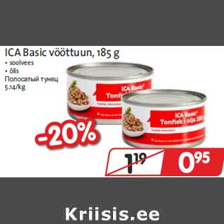 Allahindlus - ICA Basic vööttuun, 185 g