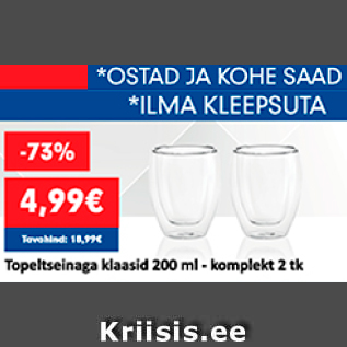 Allahindlus - Topeltseinaga klaasid 200 ml