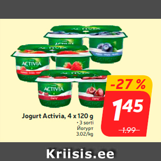 Allahindlus - Jogurt Activia, 4 x 120 g