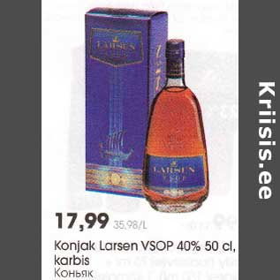 Allahindlus - Konjak Larsen VSOP 40%, 50 cl,karbis