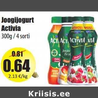 Allahindlus - Joogijogurt Activia 300g / 4 sorti