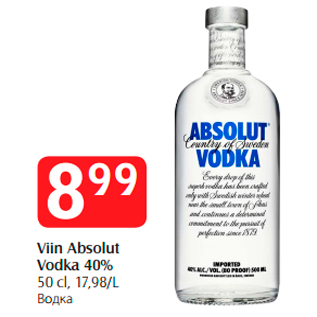 Allahindlus - Viin Absolut Vodka 40%