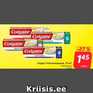 Allahindlus - Colgate Total hambapasta, 75 ml*