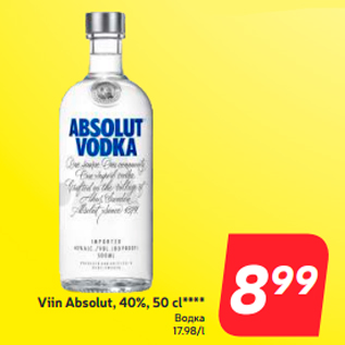 Allahindlus - Viin Absolut, 40%, 50 cl****