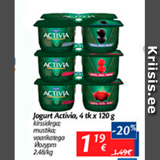 Allahindlus - Jogurt Activia, 4 tk x 120 g