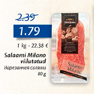 Allahindlus - Salami Milano viilutatud, 80 g