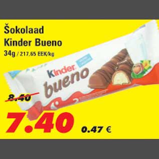 Allahindlus - Šokolaad Kinder Bueno