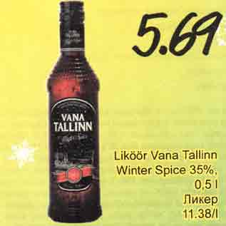 Allahindlus - Liköör Vаnа Таllinn Wintеr Spice 35%, 0,5 l