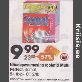 Allahindlus - Nõudepesumasina tabletid Multi Perfekt, Somat, 84 tk/pk