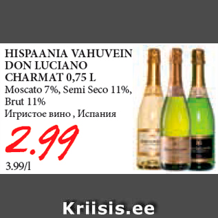 Allahindlus - HISPAANIA VAHUVEIN DON LUCIANO CHARMAT 0,75 L