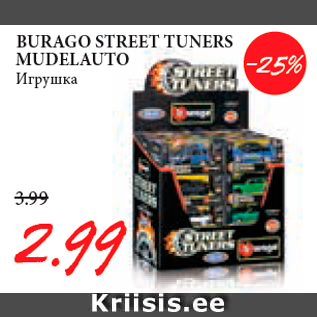 Allahindlus - BURAGO STREET TUNERS MUDELAUTO