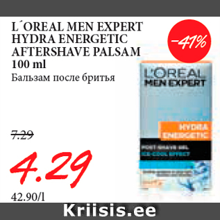 Allahindlus - L´OREAL MEN EXPERT HYDRA ENERGETIC AFTERSHAVE PALSAM 100 ml