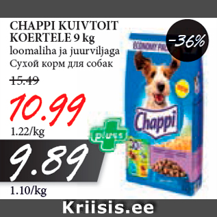 Allahindlus - CHAPPI KUIVTOIT KOERTELE 9 kg