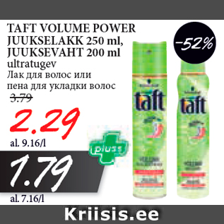 Allahindlus - TAFT VOLUME POWER JUUKSELAKK 250 ml, JUUKSEVAHT 200 ml