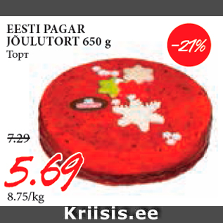 Allahindlus - EESTI PAGAR JÕULUTORT 650 g