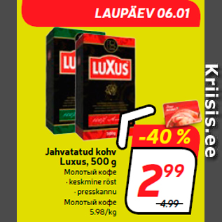 Allahindlus - Jahvatatud kohv Luxus, 500 g