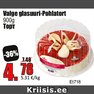 Allahindlus - Valge glasuuri-Pohlatort 900g