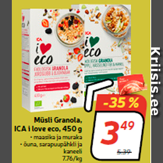 Allahindlus - Müsli Granola, ICA i love eco, 450 g