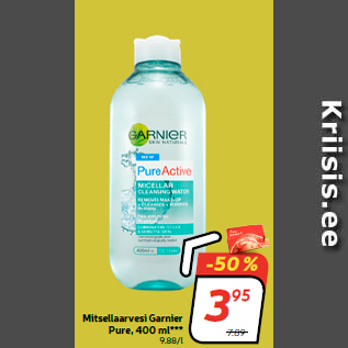 Allahindlus - Mitsellaarvesi Garnier Pure, 400 ml***