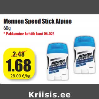 Allahindlus - Mennen Speed Stick Alpine 60g