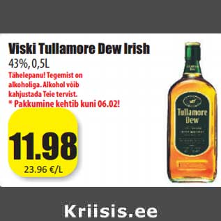 Allahindlus - Viski Tullamore Dew Irish