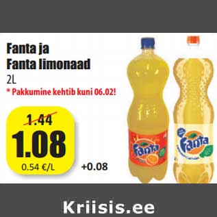 Allahindlus - Fanta ja Fanta limonaad 2L