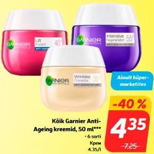 Allahindlus - Kõik Garnier Anti- Ageing kreemid, 50 ml*** • 6 sorti