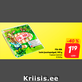 Allahindlus - Pik-Nik laste juustupulgad, 140 g