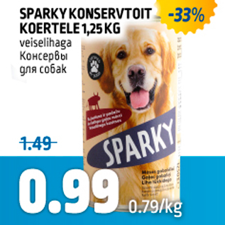 Allahindlus - SPARKY KONSERVTOIT KOERTELE 1,25 KG