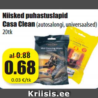 Allahindlus - Niisked puhastuslapid Casa Clean