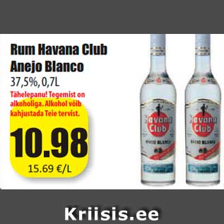 Allahindlus - Rum Havana Club Anejo Blanco