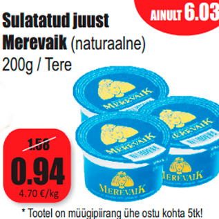 Allahindlus - Sulatatud juust Merevaik (naturaalne) 200g / Tere