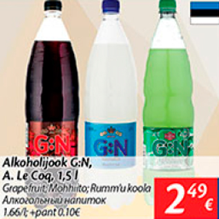 Allahindlus - Alkohoolijook G:N, A.Le Coq, 1,5 l