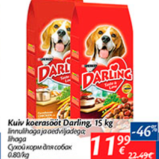 Allahindlus - Kuiv koerasööt darling, 15 kg