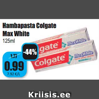 Allahindlus - Hambapasta Colgate Max White 125ml