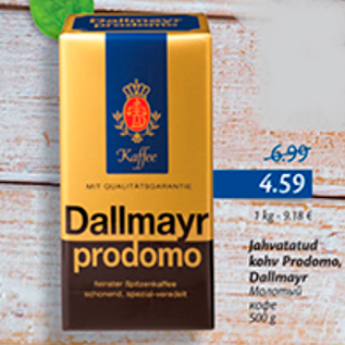 Allahindlus - Jahvatatud kohv Prodomo Dallmayr, 500 g