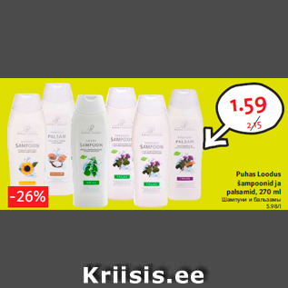 Allahindlus - Puhas Loodus šampoonid ja palsamid, 270 ml