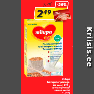 Allahindlus - Milupa tatrapuder piimaga, 6+ kuud, 225 g