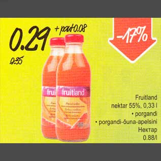 Allahindlus - Fruitland nеktаr 55%, 0,3З l , porgandi . роrgаndi-õunа-ареlsini