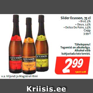 Allahindlus - Siider Ecusson, 75 cl