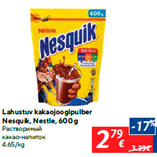 Allahindlus - Lahustuv kakaojoogipulber Nesquik, Nestle, 600 g