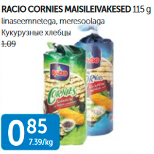 Allahindlus - RACIO CORNIES MAISILEIVAKESED 115 G