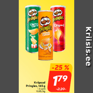 Allahindlus - Krõpsud Pringles, 165 g