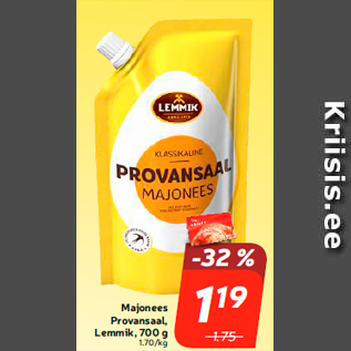 Allahindlus - Majonees Provansaal, Lemmik, 700 g