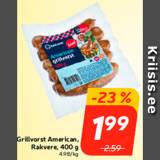 Allahindlus - Grillvorst American, Rakvere, 400 g