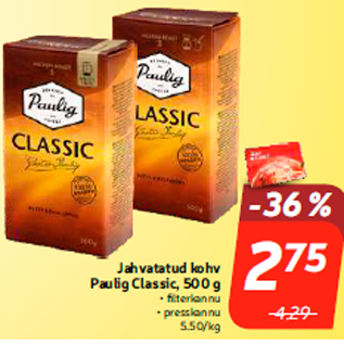 Allahindlus - Jahvatatud kohv Paulig Classic, 500 g