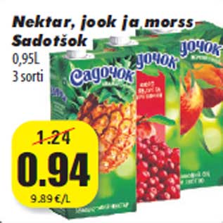 Allahindlus - Nektar, jook ja morss Sadotšok 0,95L 3 sorti